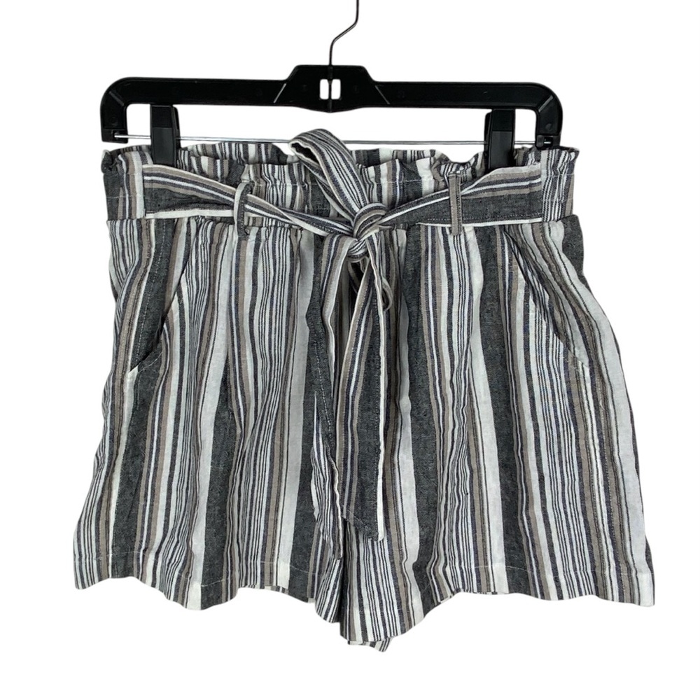 Blu Dahlia Linen Blend Shorts Women’s Size M Striped Tan Gray White